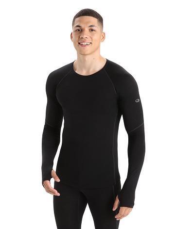 Icebreaker BodyfitZone™ Merino 150 Zone Long Sleeve Crewe Thermal Top Férfi Base Layers Fekete | HU 1363TCEV